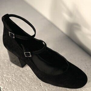 Gianni Bini SZ 9.5 Black Suede Mary Jane Heels Comfort Office Wardrobe Staple